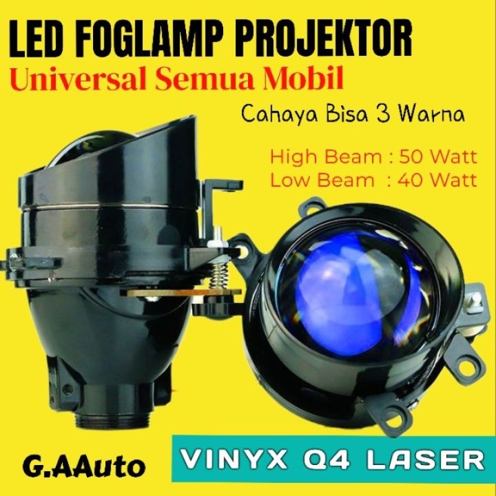 Foglamp Projector LED 3 Warna BiLED Lampu Kabut Mobil 3 Inch Vinyx Q4 3