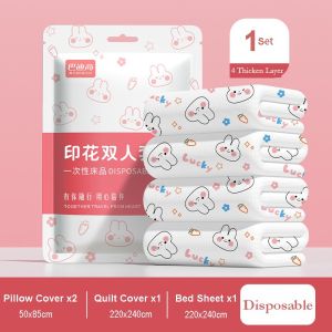 Disposable Panda Bed Sheet King Queen Single Set Animal Cadar Tilam Sarung Katil Travel One Time Use Clean一次性床单
