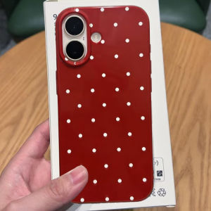 Retro red and white polka dot phone case suitable for iPhone17 16 15 14 13 12 11Pro/Max/Plus anti drop and shockproof back cover