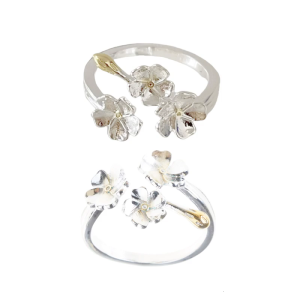 Elegant Irises Flower Adjustable Rings Silver Color Adjustable Rings Highlighting Elegant And Stylish Floral Designs