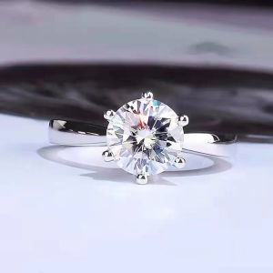 LUBIK Mozan ring 1 carat with certificate American Moissanite classic 925 silver couple ins hexagonal ring adjustable