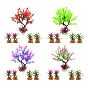 Aquariums Decoration Realistic Green Artificial Moss Tree with Base for Fishtanks Home Use and Office Desk Decors
