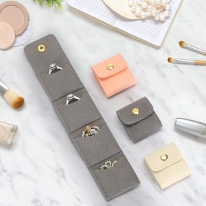 EASY SHOP Necklaces Earring Jewelry Organizer Leather Light Travel Portable Jewelry Storage Bag Leather Ring