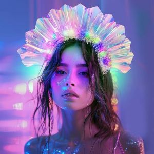 FLORI Cosplay LED Hairband Giltter Glow In The Dark Light Up Headband Fashion Glow Party Crown Hair Accessories for Women Girls