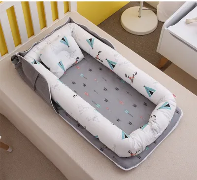 Đệm ngủ cho bé Baby Mom Đệm nằm di động cho bé ngủ ngon hàng 2 lớp(tặng kèm 1 gối chống méo đầu dành cho bé)