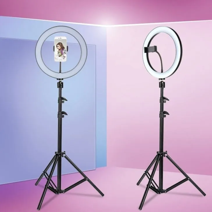 10/26CM Selfie Beauty LED Ring Light Tripod Photo Studio Video Camera  Photograph with Tripod Stand and Phone Holder