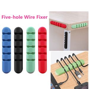 Zeallion Five hole silicone desktop fixer data cable arrangement fixed earphone cable clip wire for iPhone Samsung Oppo Vivo Huawei Xiaomi Realme