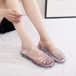 Free Shipping Baotou Sandals WomenS New Summer Style Trendy Jelly Shoes Transparent Soft-Soled Hollowed-Out Design Beach Flat Sandals For Moms