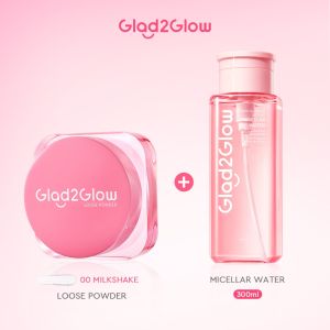 Abadi Mall Glad2Glow Perfect Blur&Cover Loose Powder + Cherry Blossom Micellar Water 300ml | Finishing Kontrol Minyak Tahan Lama Anti Luntur Halus Sempurna & Cover Tinggi bedak padat bedak tabur two way cake cushion foundation setting spray make up g2g