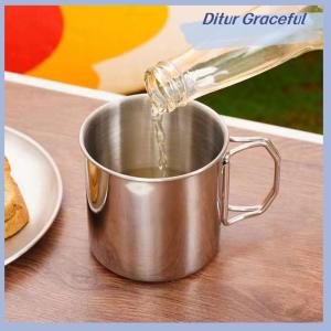 Ditur 1Pc Stainless Steel Folding Handle Cup Portable Carabiner Cup Outdoor Camping Cups for Home Outdoor Camping Accessories
