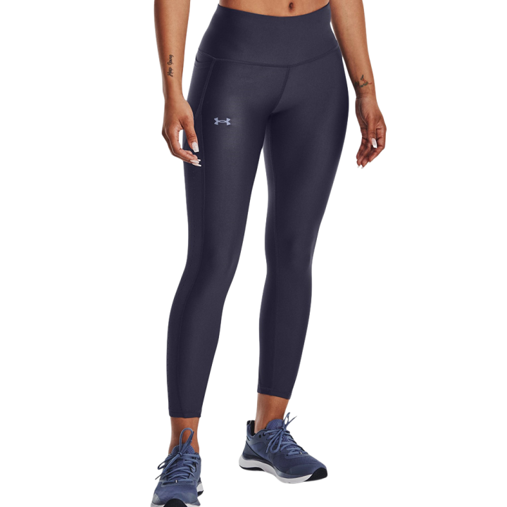 Under Armour UA Engineered Knit Ankle Leggings - Women Training Sports Tights (Black/Aurora Purple) 1373959-001 / 1373959-558