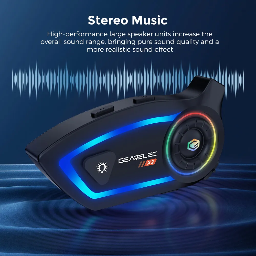 GEARELEC X2 หมวกกันน็อกบลูทูธ มอเตอร์ไซค์ บลูทูธ 5.3 กันน้ำ IP67 โทรศัพท์ตอบรับอัตโนมัติ ฟังเพลง การยกเลิกเสียงรบกวน DSP & CVC