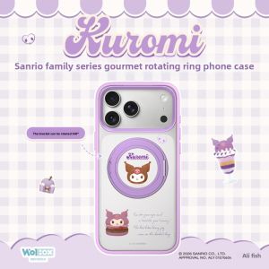 Sanrio Hello Kitty Kuromi Phone Case with 360 Rotating Stand TPU Bumper for iPhone 18 17 Pro Max Cover MYS3