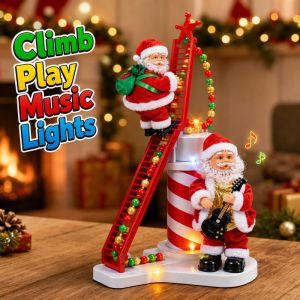 Perfect Mom and Baby Electric Climbing Santa Claus Toy Light Music Hanging Decoration Christmas Tree Door Wall Gift