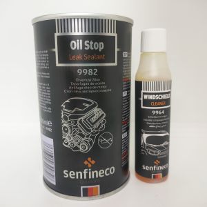NGĂN NGỪA RÒ RỈ NHỚT ĐỘNG CƠ Ô TÔ THƯƠNG HIỆU SENFINECO 9982 300ml VÀ CHAI PHA NƯỚC GẠT KÍNH HIỆU SENFINECO 9964 50ml (Oil Stop Leak Sealant 9982 300ml And Winschield 9964 50ml)