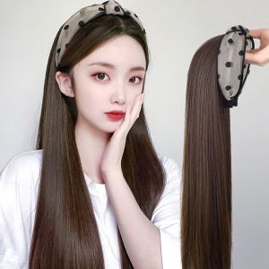 Synthetic U-shaped Half Head Wig Long Straight Hair Headband Natural Fake Fluffy Long Hair for Women