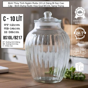 Bình Ngâm Rượu Thủy Tinh 10L Bí Sọc Dày Dặn - Bình BS10L Đựng Sâm Hoa Quả Decor Nhà Cửa