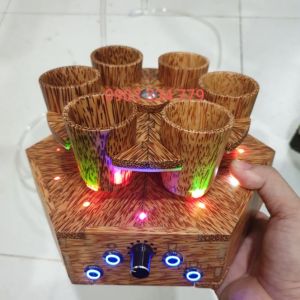 Máy rót ruou tự động 6 ly gỗ dừa