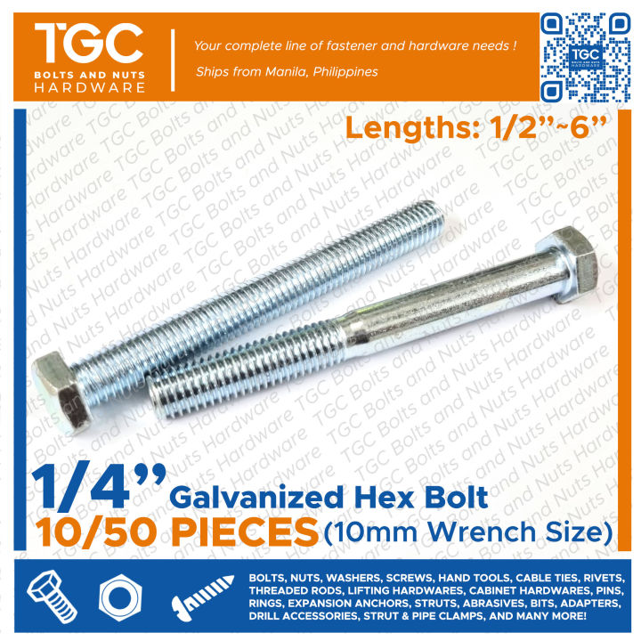 Tgc Pcs Gi Hex Bolt Inch X Inches Galvanized Hex Bolt