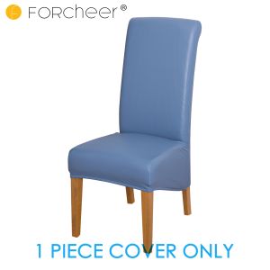 FORCHEER Waterproof PU Chair Cover Stretch Solid High Back Dining Chair Cushion Pad Cover Anti Scratch Oil Proof Stain Resistant Non Slip Removable Wear Resistant Chair Seat Cover
