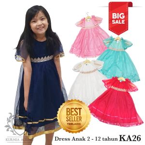 Dress Anak Cewek 2 tahun sampai 12 tahun Korea Import Terbaru Kekinian Gaun Baju Pesta Ulang Tahun Anak Perempuan Mewah Rok Tutu KA26