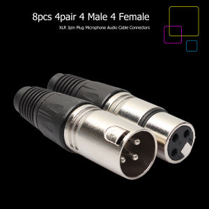 【Fast delivery】 8pcs 4-Pin XLR Microphone Cable Connectors Male and Female for Studio and Live Sound Applications