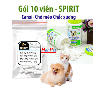 Gói 10 viên Canxi sữa dê Spirit Dưỡng chất cho chó mèo chống rụng lông chắc xương và biếng ăn