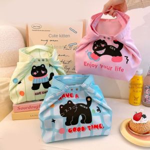 lkmart túi đựng cơm giữ nhiệt túi đựng cơm đi làm túi hộp ăn trưa túi đựng hộp cơm túi đựng bình giữ nhiệt Sức chứa lớn Túi đựng đồ ăn trưa giữ nhiệt dễ thương Mèo Trọng lượng nhẹ Túi đựng thực phẩm Di động Không thấm nước Túi đựng mỹ phẩm Du lịch