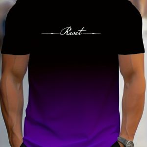 Alphabet Print Gradient Crew Neck Short Sleeve T-shirt For Men Casual Summer T-Shirt For Daily Wear And Vacation Resorts