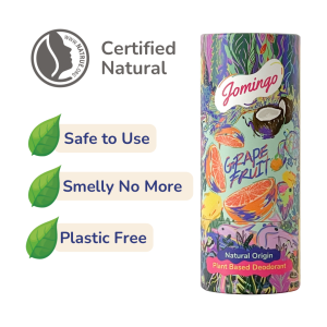 [Official Shop] Jomingo Natural Deodorant - Plant Based Vegan - Eco Friendly Packaging - Effective and Long Lasting For Kids Women & Men - Grapefruit 50g