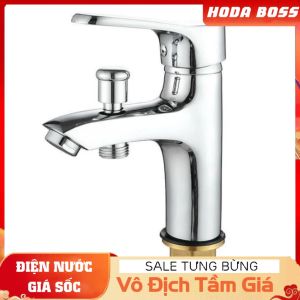 Củ vòi Lavabo liền sen nóng lạnh 1 chân HODABOSS Vòi đồng thau mạ NIKEN sáng bóng dùng cho phòng tắm có diện tích nhỏ