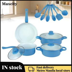 12-Piece Non-Stick Cookware Set Deep Frying Pan with Lid Milk Pot Maifan Stone Frying Pan Cooking Pot Set for All Hob