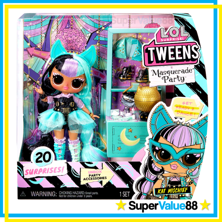 Original LOL Surprise! Tweens Masquerade Party Kat Mischief Fashion Doll & Playset with 20 Surprises, Room, Outfits and Accessories, OMG Toys for Girls