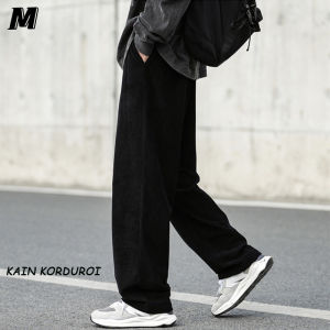 [COD]celana corduroy pria Celana Panjang Corduroy Casual Model lurus pria celana korduroy Mode retro gaya Korea kain tahan kerut Mode untuk Korduroi  Celana Kasual hitam