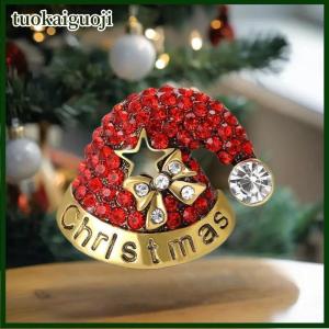tuokaiguoji Fashion Cute Enamel Rhinestone Christmas Hat Brooches For Women Clothing Coat Jewelry Accessories Gifts
