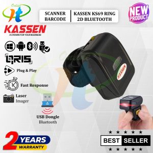 Kassen KS69 Scanner Barcode 2D Ring Cincin Bluetooth USB Scan Barcode QR Efaktur KS-69 Ring