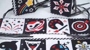 High Contrast Black and White Soft Cloth Book for Newborn Infant Tummy Time Activity Christmas