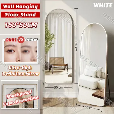 【Warranty】European style mirror Floor mirror Simple mirror Standing Long Mirror full length mirror motor mirror home mirror with stand Standing Cermin Dinding Besar Modern Nordic 150x37cm OOTD Full Body Standing Long Mirror Sta