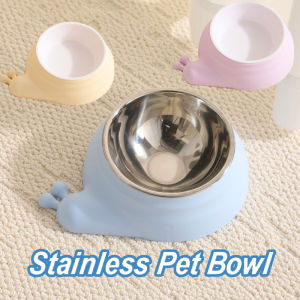 Anti-Slip Stainless Steel Pet Single Bowl Mangkuk Kucing Cute Neck Guard Cat Dog Food & Drinking Bowl