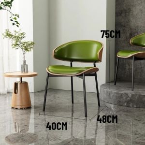 xpkQ Wabi Sabi Dining Chairs Luxury Leather Padded Home Study Chair Solid Wood Home Bar Stools Single Person Dining Room Furniture J6H9P