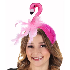 Cartoon Stuffed Flamingo Shape Hair Hoop Photoshoot Hair Holder Halloween Party Costume Headwear for Children Women
