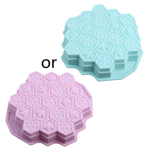 19 Cells Bee Honeycomb Shaped 3D Soap Molds Silicone Bee Hive Moulds for Homemade DIY Cake Mousse Jelly Candy Chocolates