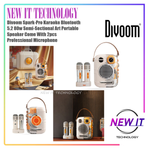 Divoom Spark-Pro Karaoke Bluetooth 5.2 80w Semi-Sectional Art Portable Speaker Come With 2pcs Professional Microphone