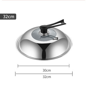 Konco Stainless steel Wok Lid pan cover Standable Universal Pan lid 32cm/34cm/36cm explosion-proof Durable pan Lid Wok cover