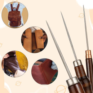 3Pcs Awl Tool with Wooden Handle Repair Shoes Sewing Set Leather Punch Stitching Marking Awl Tool DIY Leather Craft Tools