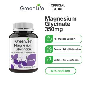 GreenLife Magnesium Glycinate 350mg 60 Capsule - Supports mind relaxation and Muscles | Better Sleep