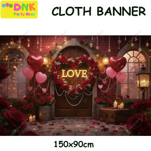 Happy Valentines Day Love Fabric Banner Backdrop 150cm Poster Cloth Thick Reusable Big Large Jumbo Party Decor Background Photo Red