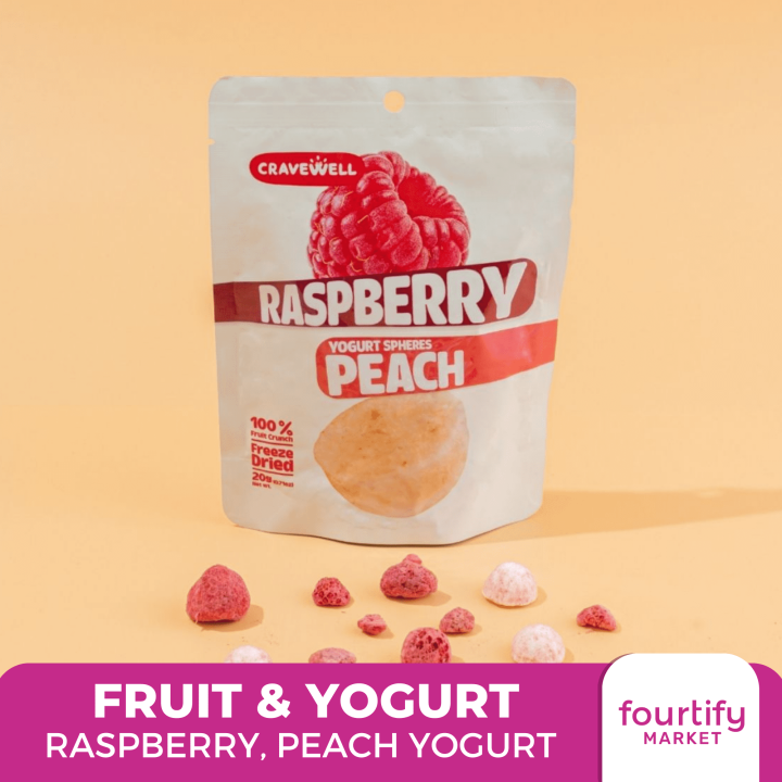 Cravewell Raspberry Peach Yogurt Sphere Fruit Crunch 20g | Real Fruits ...