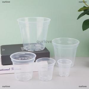 [COD] ourlove กระถางปลูกต้นไม้ทรงกลมใสภาชนะปลูกต้นไม้กระถางเพาะกล้วยไม้กระถางทรงกลม