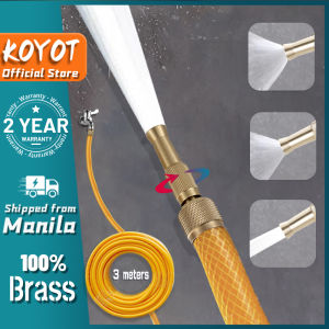 KOYOT Two Muti-purpose Universal Adjustable Car Wash Water Gun with 3 Meters Hose Garden High Pressure Brass Sprayer Wand Straight Copper Spray Hose Nozzle Garden Tool